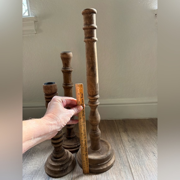 Magnolia Home Rustic Wooden Candle Holders Set of 3 French Farmhouse Modern - Picture 13 of 16